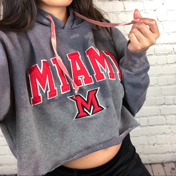 MIAMI REDHAWKS bleached cropped hoodie - Picture 2 of 4